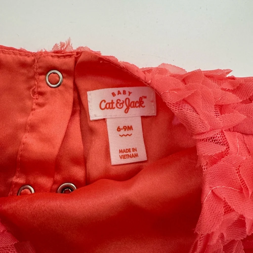 Cat and Jack Coral Ruffle Dress and Bloomers Set 6-9M